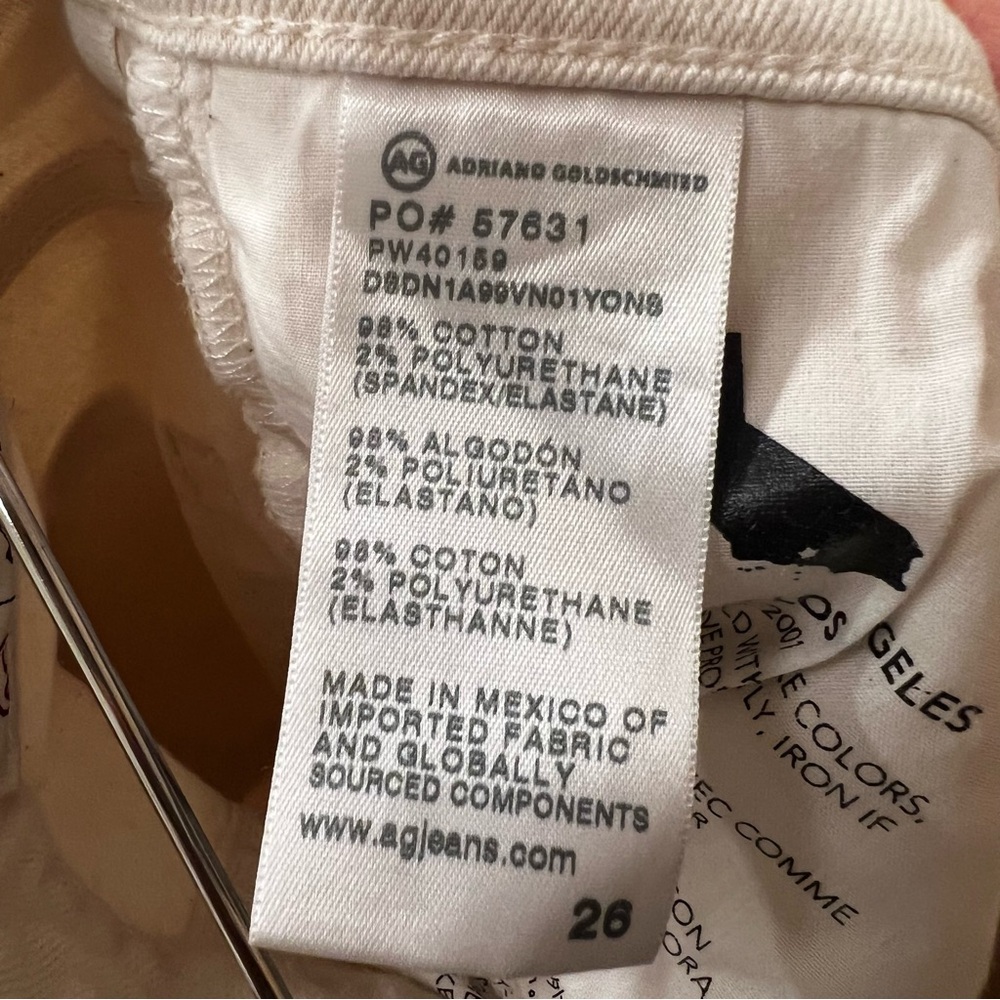 AG Adriano Goldschmied Saige High Rise Straight Jeans Cream Size 26 Raw Hem - Picture 7 of 7